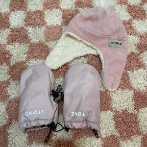 Stonz Light Pink Kids Hat and Mittens Set